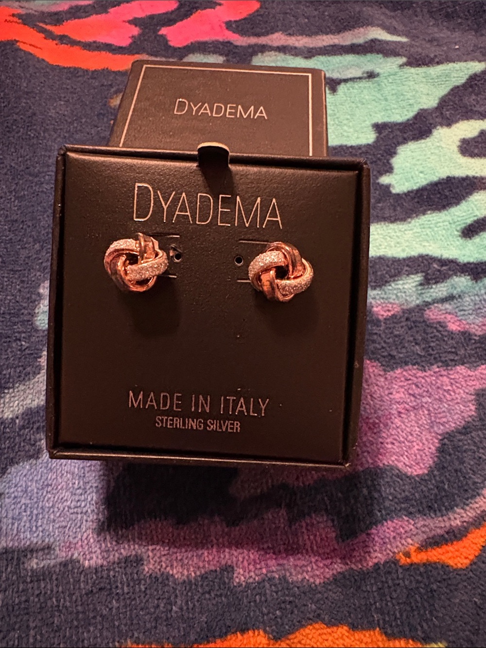Dyadema Rose Gold Knot Earrings - Sterling Silver